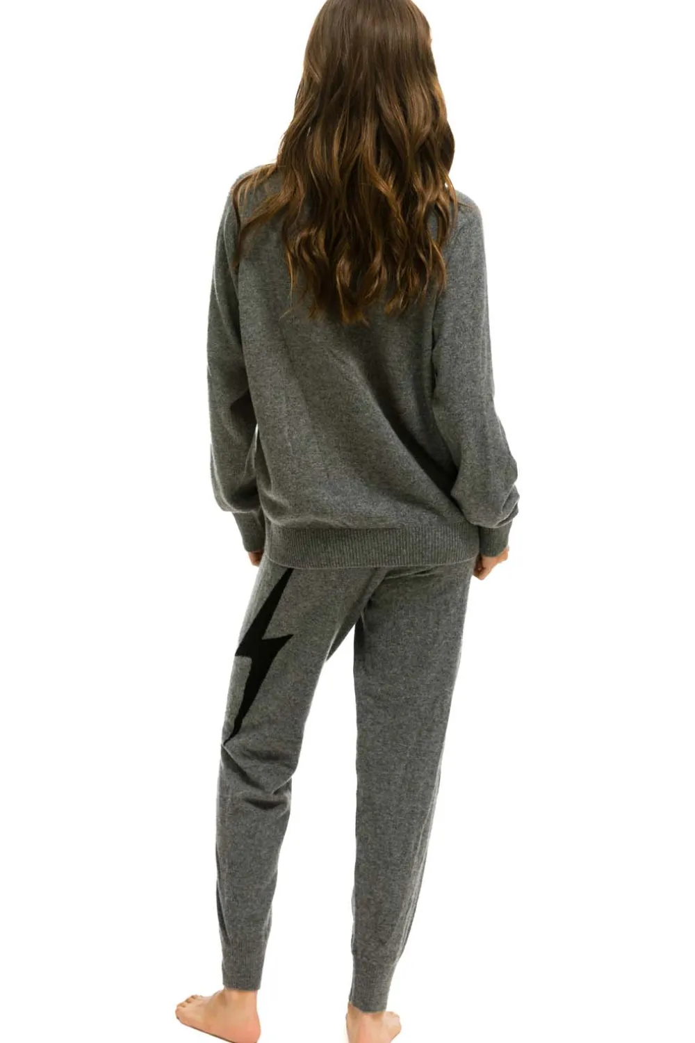 Sweatshirts | Aviator Nation UNISEX BOLT CASHMERE LIGHT SWEATER - DEEP HEATHER // BLACK BOLT DEEPHEATHER//BLACKBOLT
