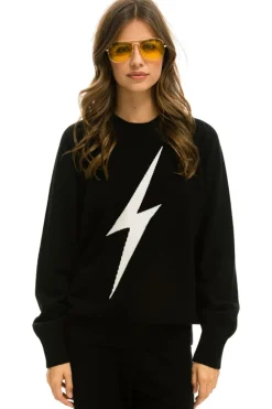 Sweatshirts | Aviator Nation UNISEX BOLT CASHMERE LIGHT SWEATER - BLACK // WHITE BOLT BLACK//WHITEBOLT