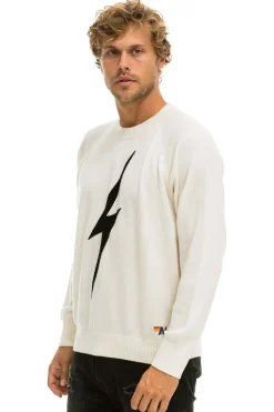 Sweatshirts | Aviator Nation UNISEX BOLT CASHMERE LIGHT SWEATER - VINTAGE WHITE // BLACK BOLT VINTAGEWHITE//BLACKBOLT