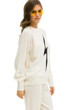 Sweatshirts | Aviator Nation UNISEX BOLT CASHMERE LIGHT SWEATER - VINTAGE WHITE // BLACK BOLT VINTAGEWHITE//BLACKBOLT
