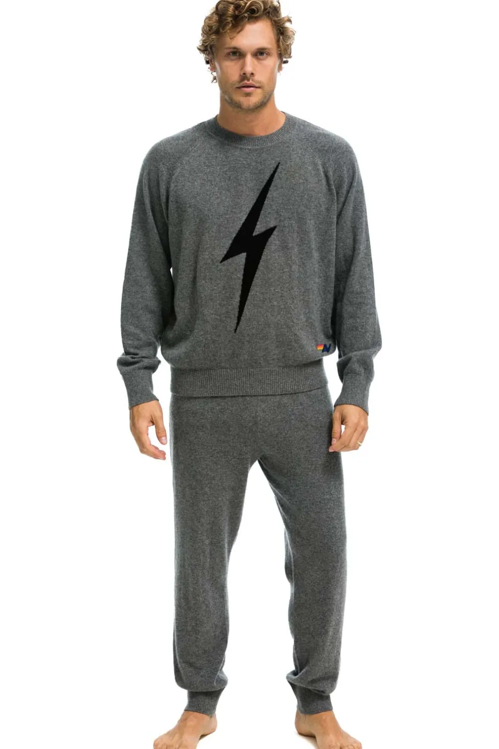 Sweatshirts | Aviator Nation UNISEX BOLT CASHMERE LIGHT SWEATER - DEEP HEATHER // BLACK BOLT DEEPHEATHER//BLACKBOLT