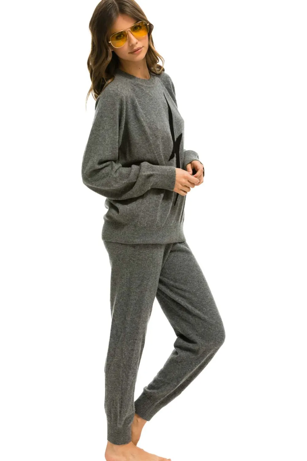 Sweatshirts | Aviator Nation UNISEX BOLT CASHMERE LIGHT SWEATER - DEEP HEATHER // BLACK BOLT DEEPHEATHER//BLACKBOLT