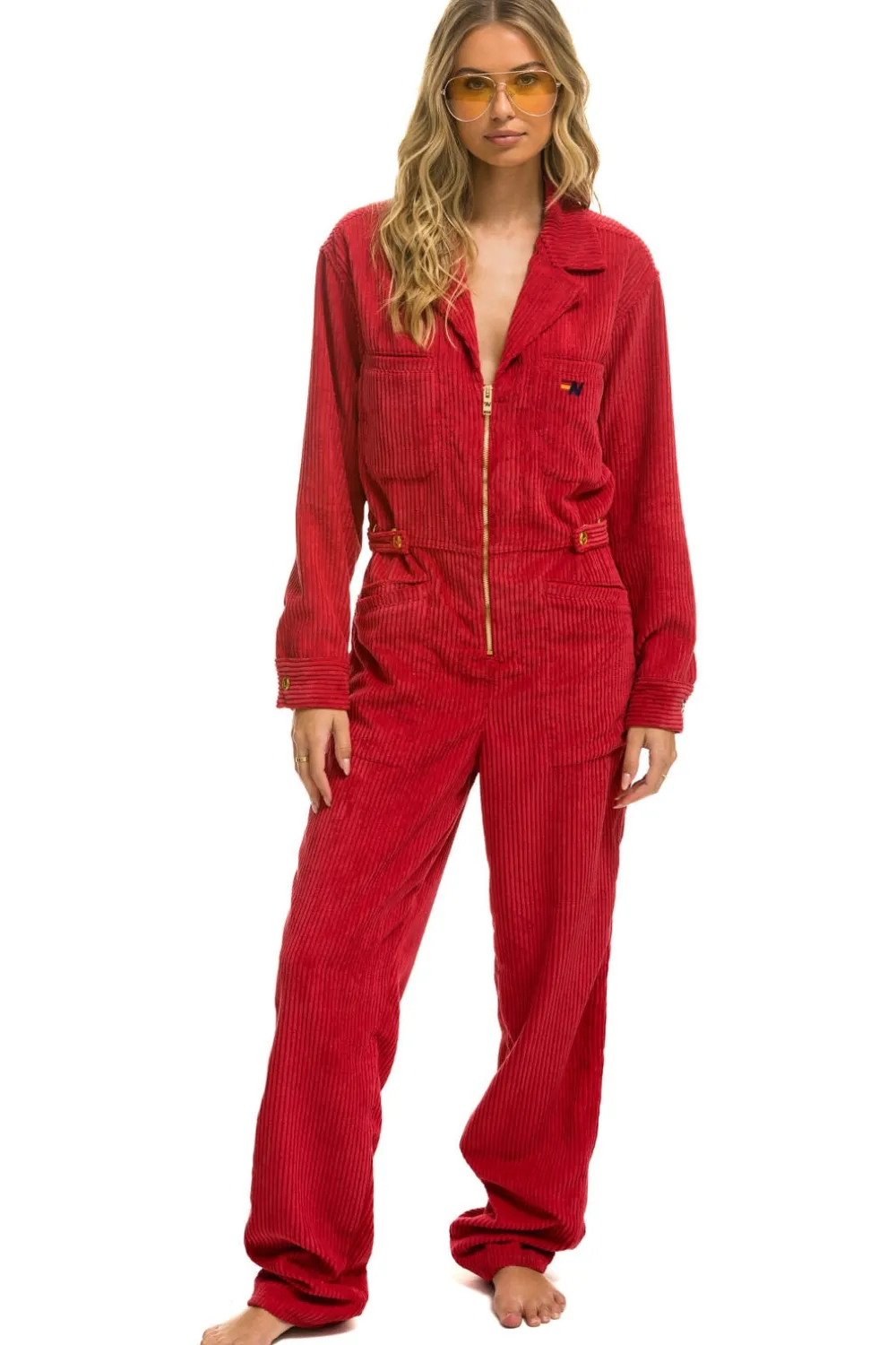 Flight Suits | Flight Suits | Aviator Nation UNISEX CORDUROY FLIGHT SUIT - CHERRY