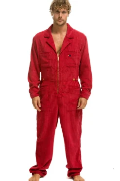 Flight Suits | Flight Suits | Aviator Nation UNISEX CORDUROY FLIGHT SUIT - CHERRY
