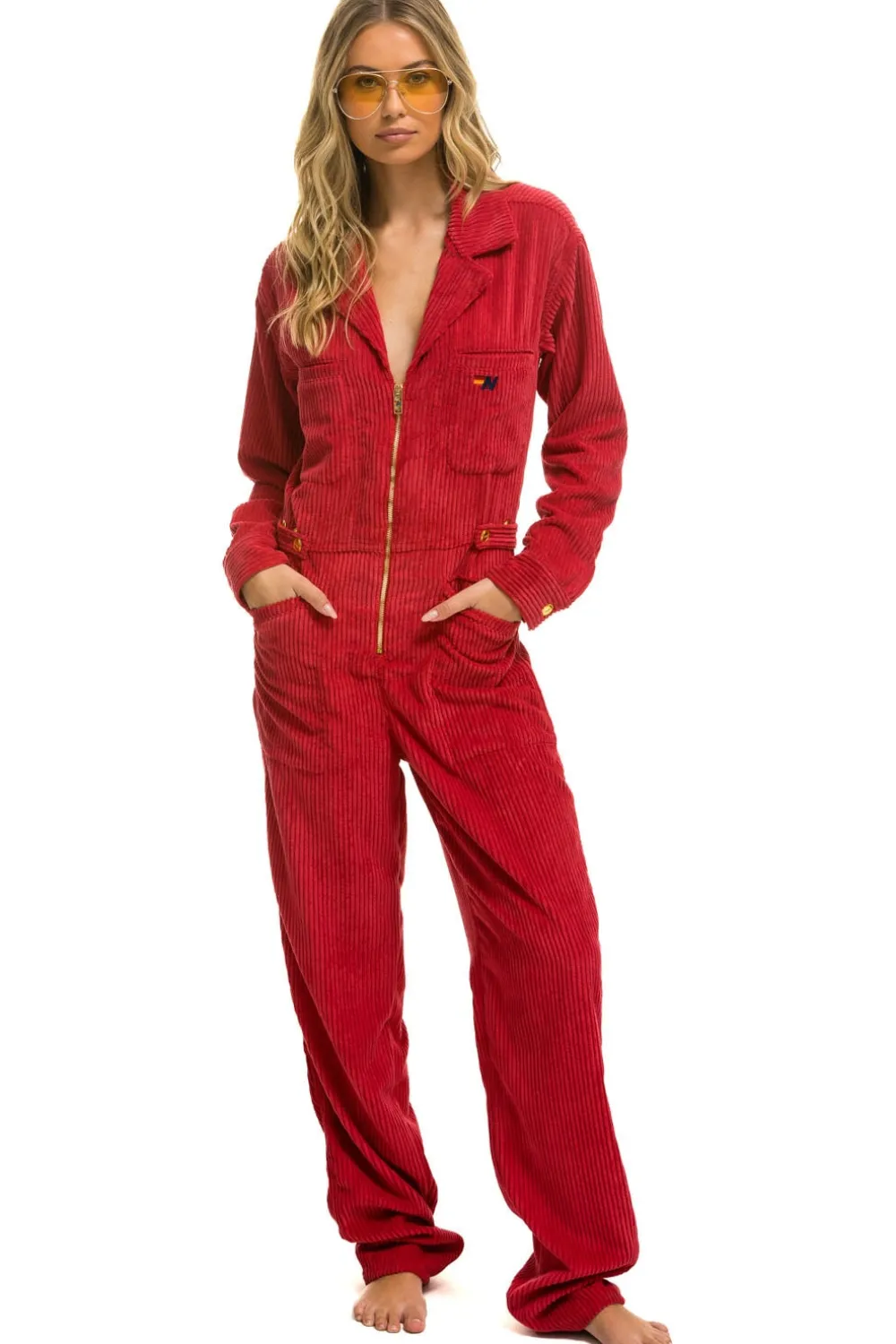 Flight Suits | Flight Suits | Aviator Nation UNISEX CORDUROY FLIGHT SUIT - CHERRY