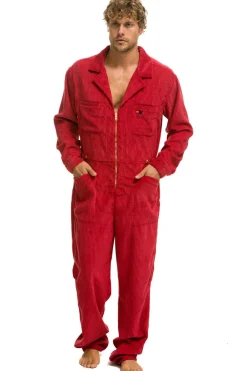 Flight Suits | Flight Suits | Aviator Nation UNISEX CORDUROY FLIGHT SUIT - CHERRY