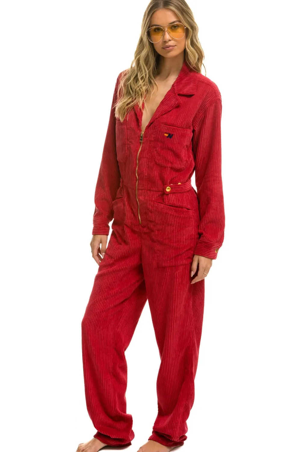 Flight Suits | Flight Suits | Aviator Nation UNISEX CORDUROY FLIGHT SUIT - CHERRY