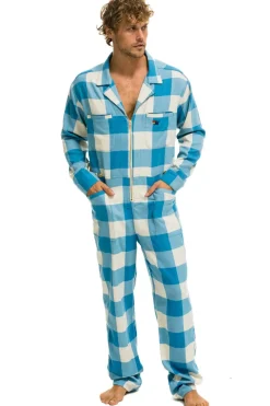 Flight Suits | Flight Suits | Aviator Nation UNISEX PLAID FLIGHT SUIT - SKY PLAID SKYPLAID