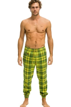 Sweatpants | Aviator Nation UNISEX PLAID LODGE PANT - AVOCADO PLAID AVOCADOPLAID