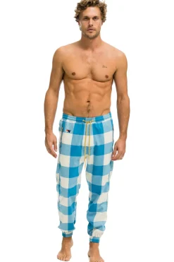 Sweatpants | Aviator Nation UNISEX PLAID LODGE PANT - SKY PLAID SKYPLAID