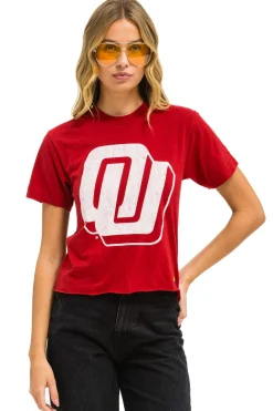 Collab Merchandise | Collab Merchandise | Aviator Nation UNIVERSITY OF OKLAHOMA BOLT BOYFRIEND TEE - CRIMSON