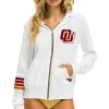 Hoodies | Collab Merchandise | Aviator Nation UNIVERSITY OF OKLAHOMA SOONERS ZIP HOODIE - WHITE