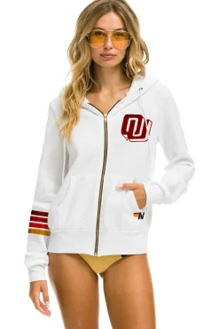 Hoodies | Collab Merchandise | Aviator Nation UNIVERSITY OF OKLAHOMA SOONERS ZIP HOODIE - WHITE