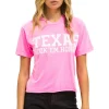 Collab Merchandise | Collab Merchandise | Aviator Nation UNIVERSITY OF TEXAS BOLT HOOKEM BOYFRIEND TEE - NEON PINK NEONPINK