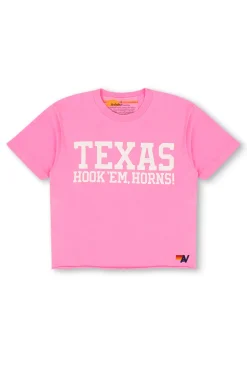 Collab Merchandise | Collab Merchandise | Aviator Nation UNIVERSITY OF TEXAS BOLT HOOKEM BOYFRIEND TEE - NEON PINK NEONPINK