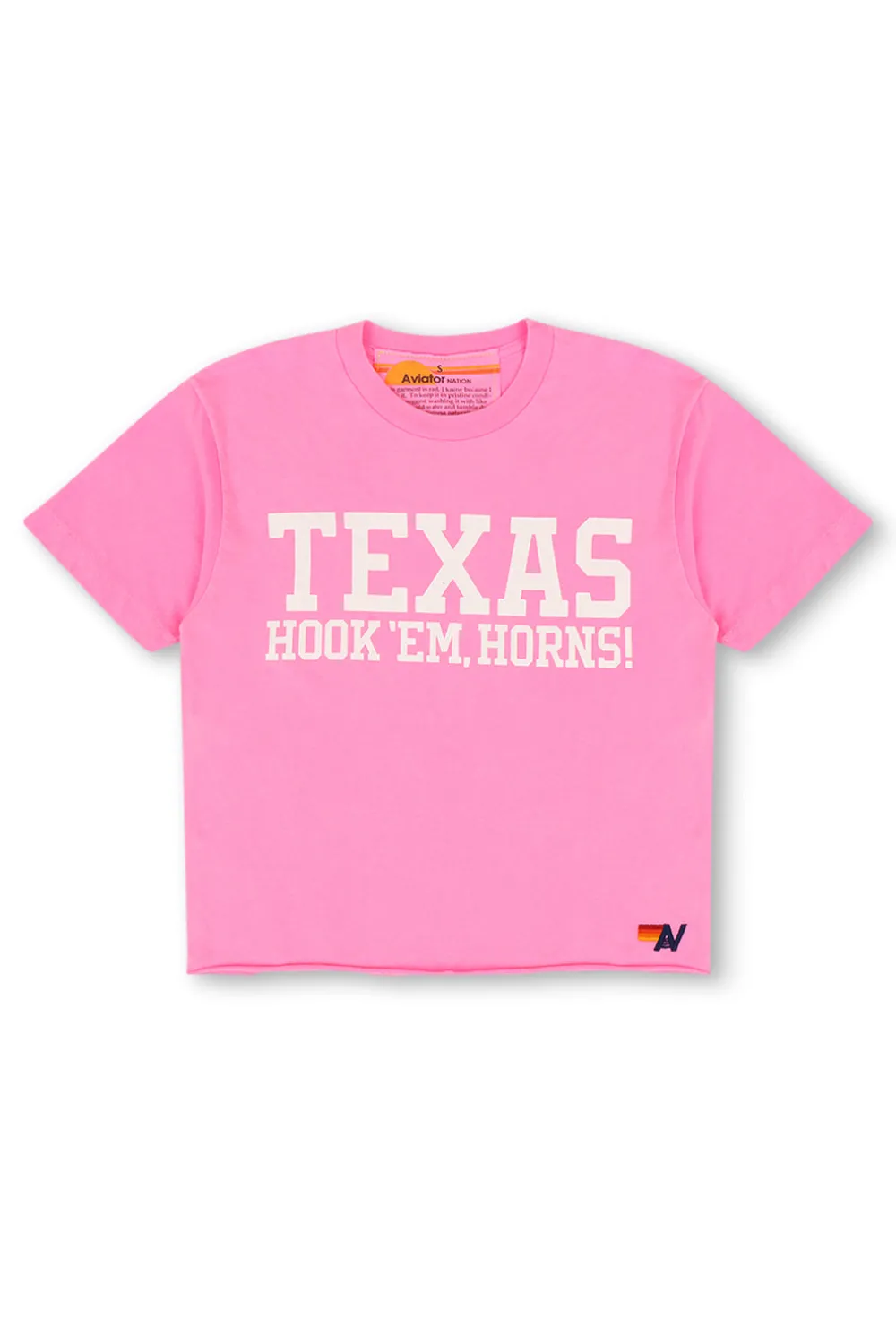 Collab Merchandise | Collab Merchandise | Aviator Nation UNIVERSITY OF TEXAS BOLT HOOKEM BOYFRIEND TEE - NEON PINK NEONPINK