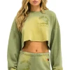 Sweatshirts | Aviator Nation VENICE SURFER CROPPED CREW SWEATSHIRT RELAXED - FADED ARMY FADEDARMY