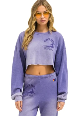 Sweatshirts | Aviator Nation VENICE SURFER CROPPED CREW SWEATSHIRT RELAXED - FADED GRAPE FADEDGRAPE