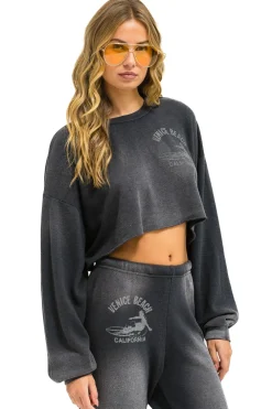 Sweatshirts | Aviator Nation VENICE SURFER CROPPED CREW SWEATSHIRT RELAXED - FADED SMOKE FADEDSMOKE