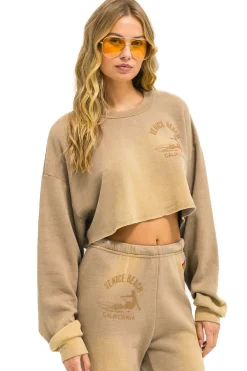 Sweatshirts | Aviator Nation VENICE SURFER CROPPED CREW SWEATSHIRT RELAXED - FADED TAN FADEDTAN