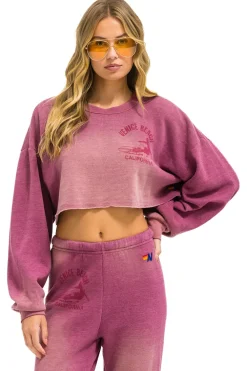 Sweatshirts | Aviator Nation VENICE SURFER CROPPED CREW SWEATSHIRT RELAXED - FADED BERRY FADEDBERRY