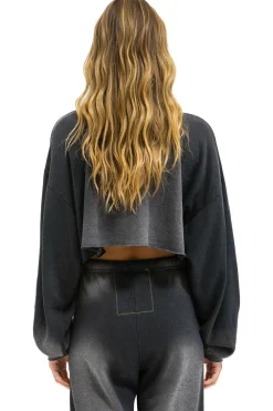 Sweatshirts | Aviator Nation VENICE SURFER CROPPED CREW SWEATSHIRT RELAXED - FADED SMOKE FADEDSMOKE