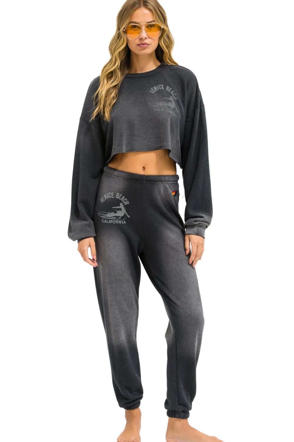 Sweatshirts | Aviator Nation VENICE SURFER CROPPED CREW SWEATSHIRT RELAXED - FADED SMOKE FADEDSMOKE