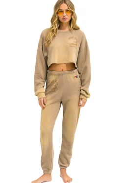 Sweatshirts | Aviator Nation VENICE SURFER CROPPED CREW SWEATSHIRT RELAXED - FADED TAN FADEDTAN
