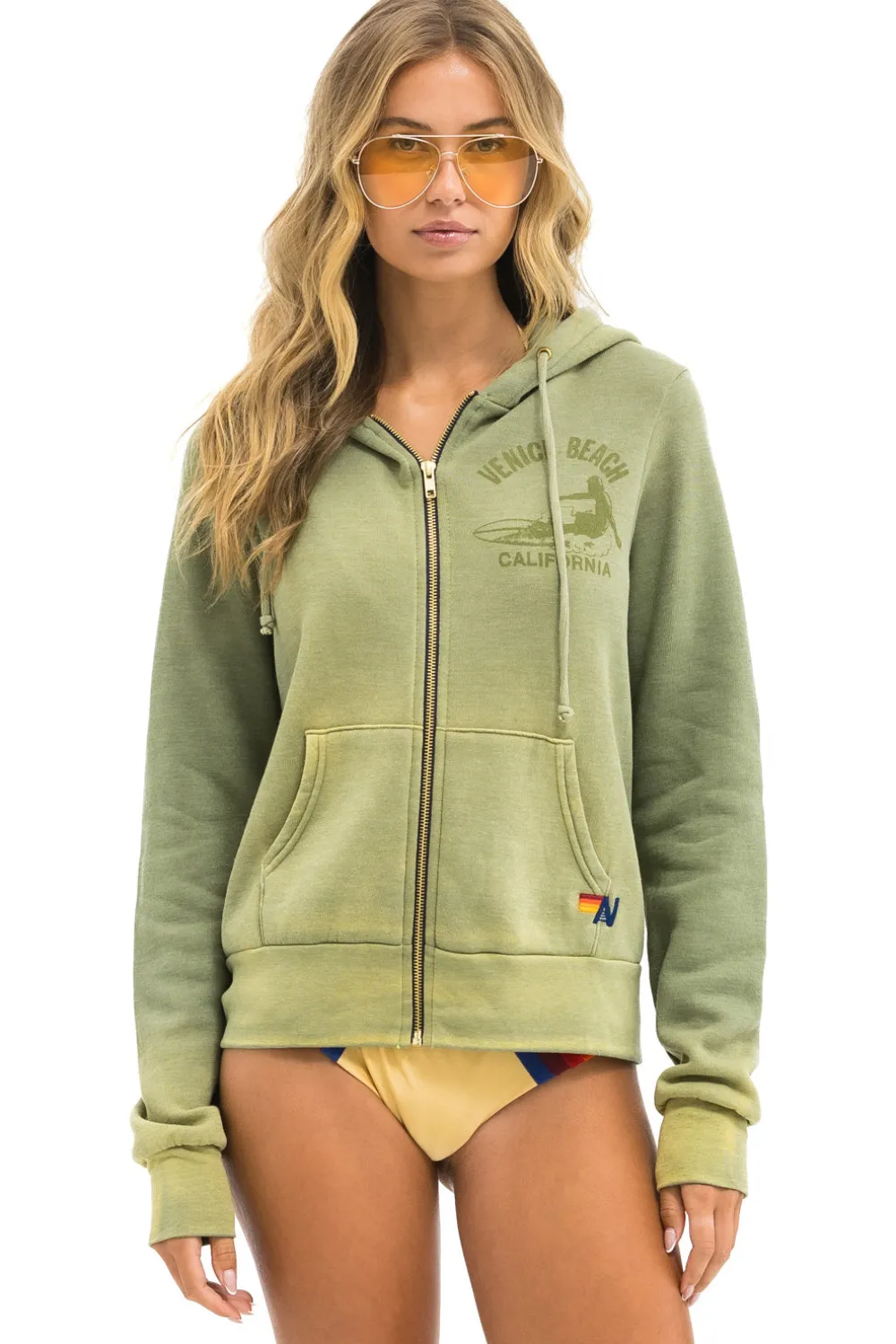 Hoodies | Hoodies | Aviator Nation VENICE SURFER ZIP HOODIE - FADED ARMY FADEDARMY