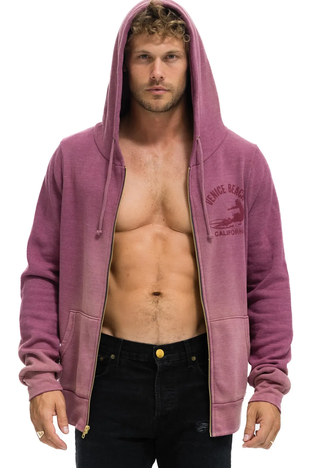 Hoodies | Hoodies | Aviator Nation VENICE SURFER ZIP HOODIE - FADED BERRY FADEDBERRY