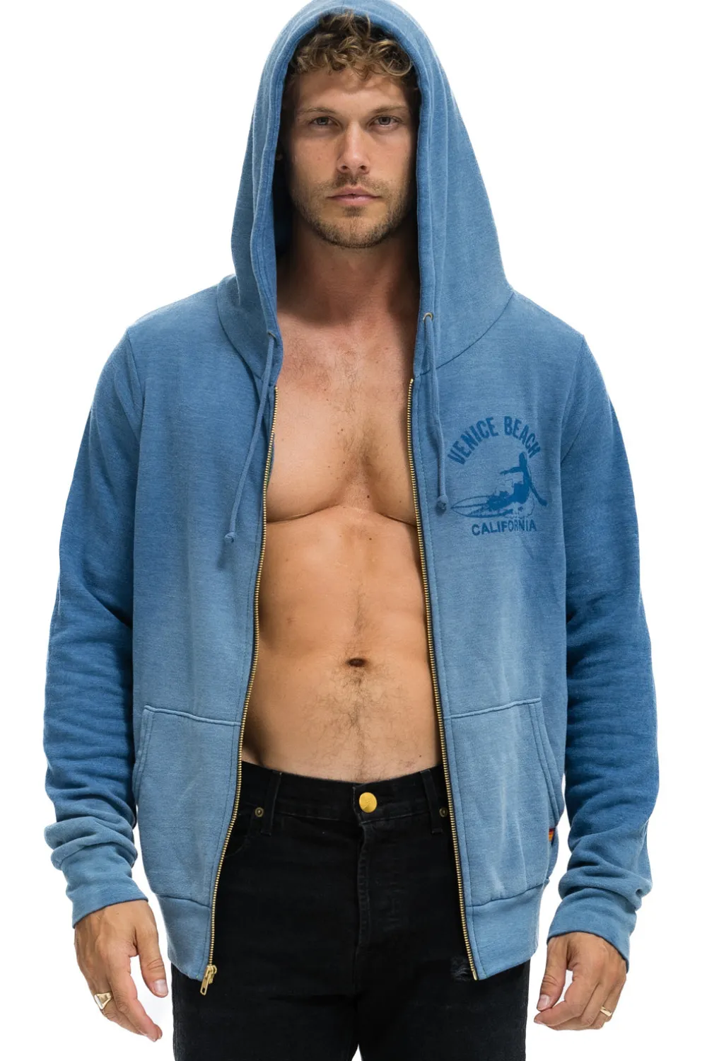 Hoodies | Hoodies | Aviator Nation VENICE SURFER ZIP HOODIE - FADED WATER FADEDWATER
