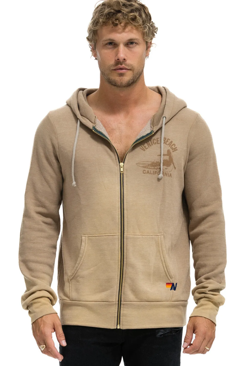 Hoodies | Hoodies | Aviator Nation VENICE SURFER ZIP HOODIE - FADED TAN FADEDTAN