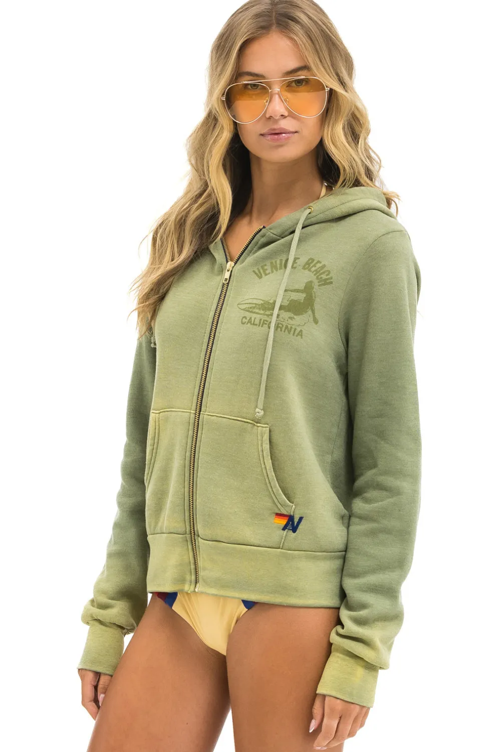Hoodies | Hoodies | Aviator Nation VENICE SURFER ZIP HOODIE - FADED ARMY FADEDARMY