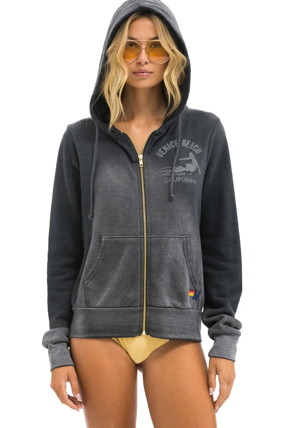 Hoodies | Hoodies | Aviator Nation VENICE SURFER ZIP HOODIE - FADED SMOKE FADEDSMOKE