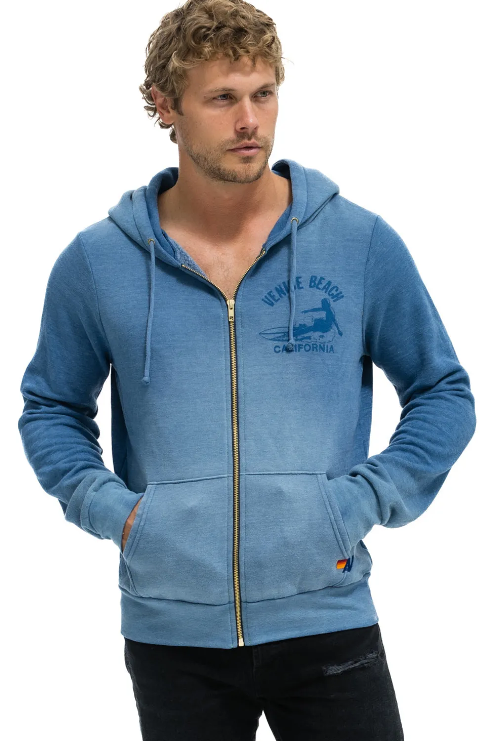 Hoodies | Hoodies | Aviator Nation VENICE SURFER ZIP HOODIE - FADED WATER FADEDWATER