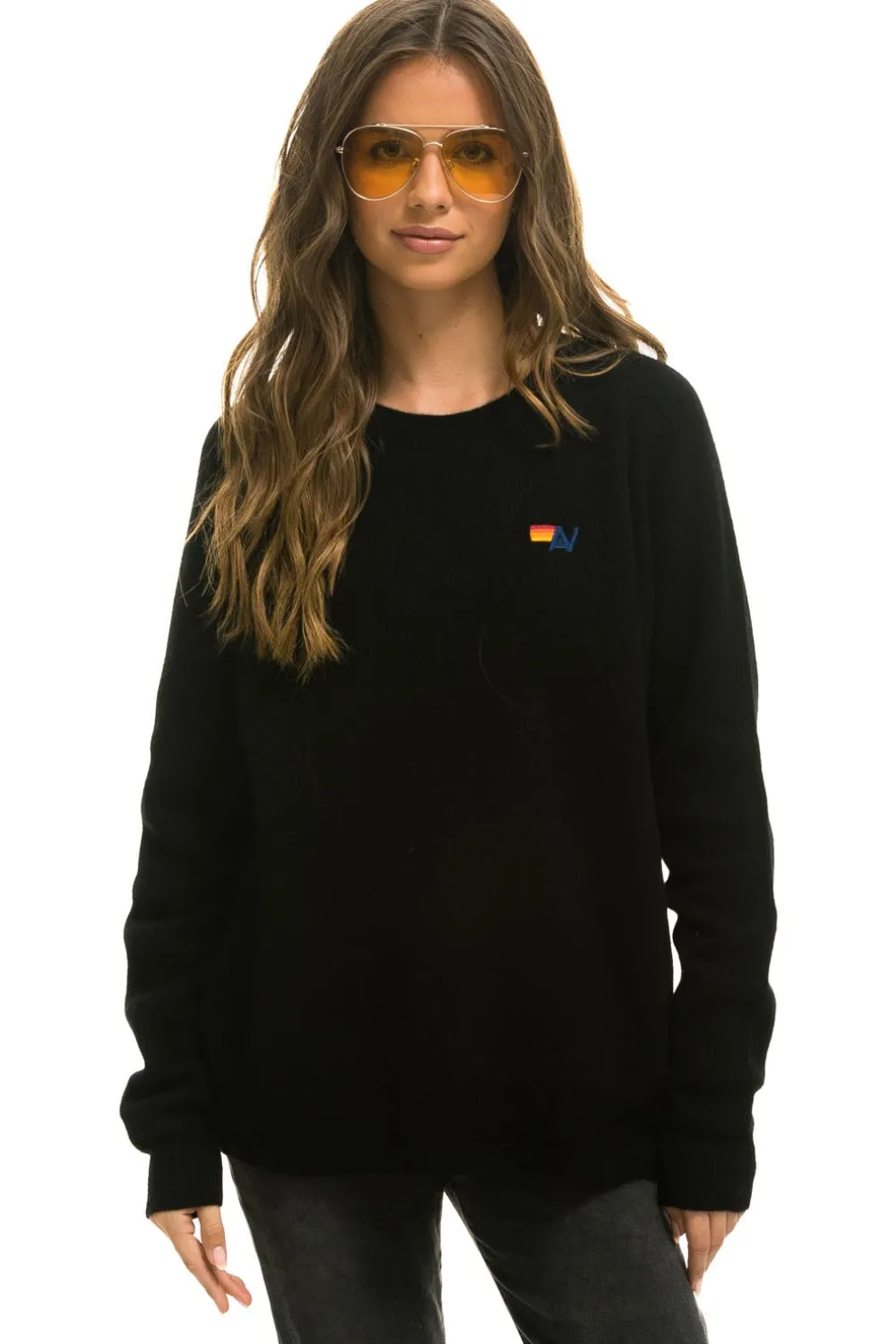 Sweatshirts | Aviator Nation VINTAGE CABIN 2 UNISEX CASHMERE SWEATER - BLACK