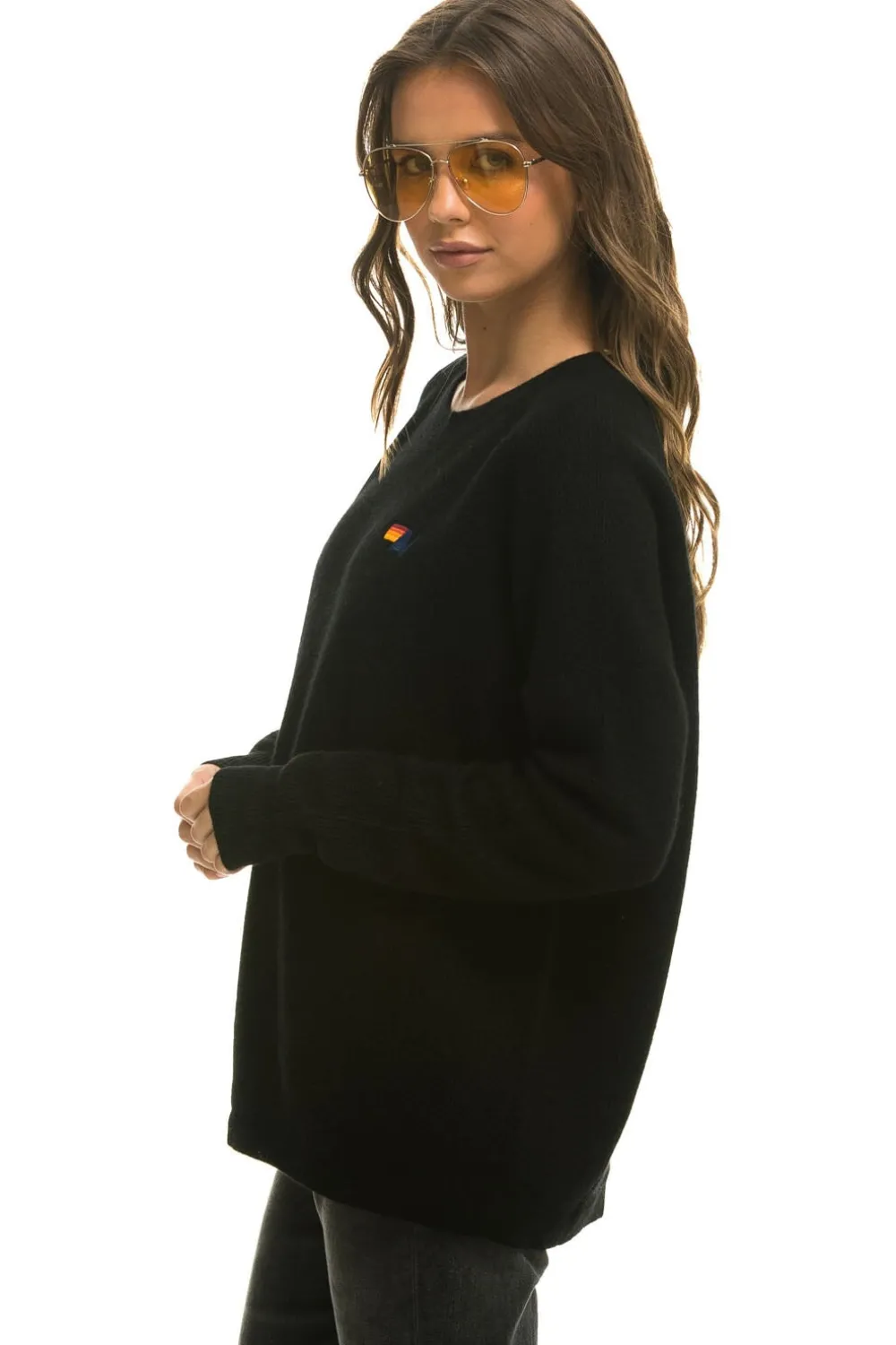 Sweatshirts | Aviator Nation VINTAGE CABIN 2 UNISEX CASHMERE SWEATER - BLACK