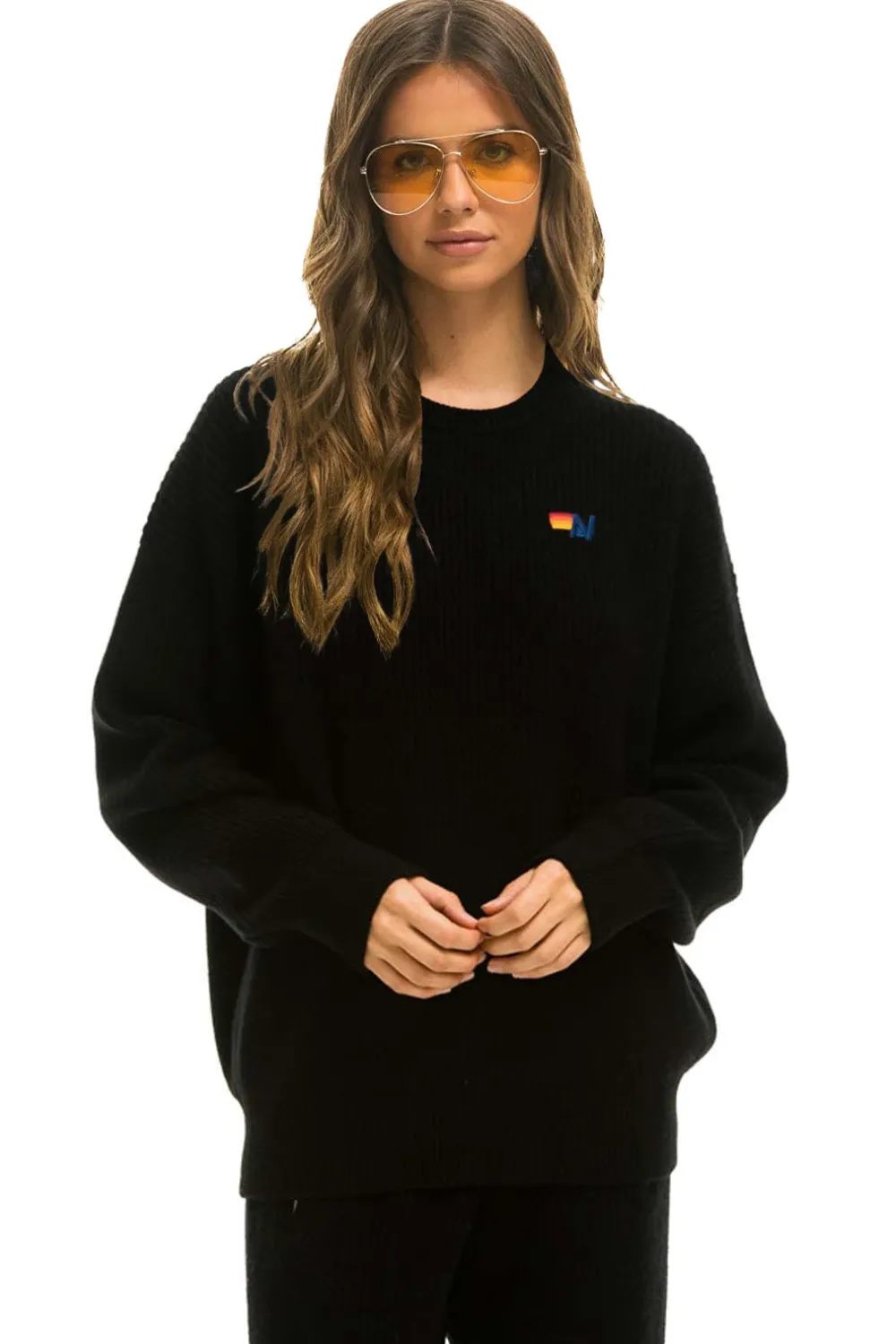 Sweatshirts | Aviator Nation VINTAGE CABIN UNISEX CASHMERE SWEATER - BLACK