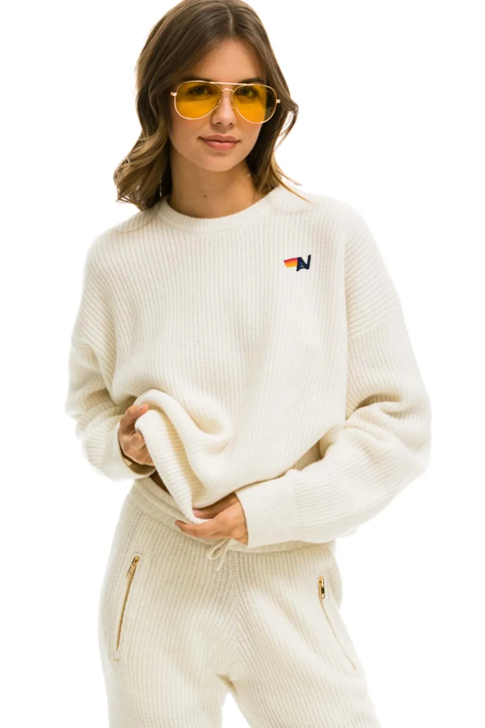 Sweatshirts | Aviator Nation VINTAGE CABIN UNISEX CASHMERE SWEATER - VINTAGE WHITE VINTAGEWHITE