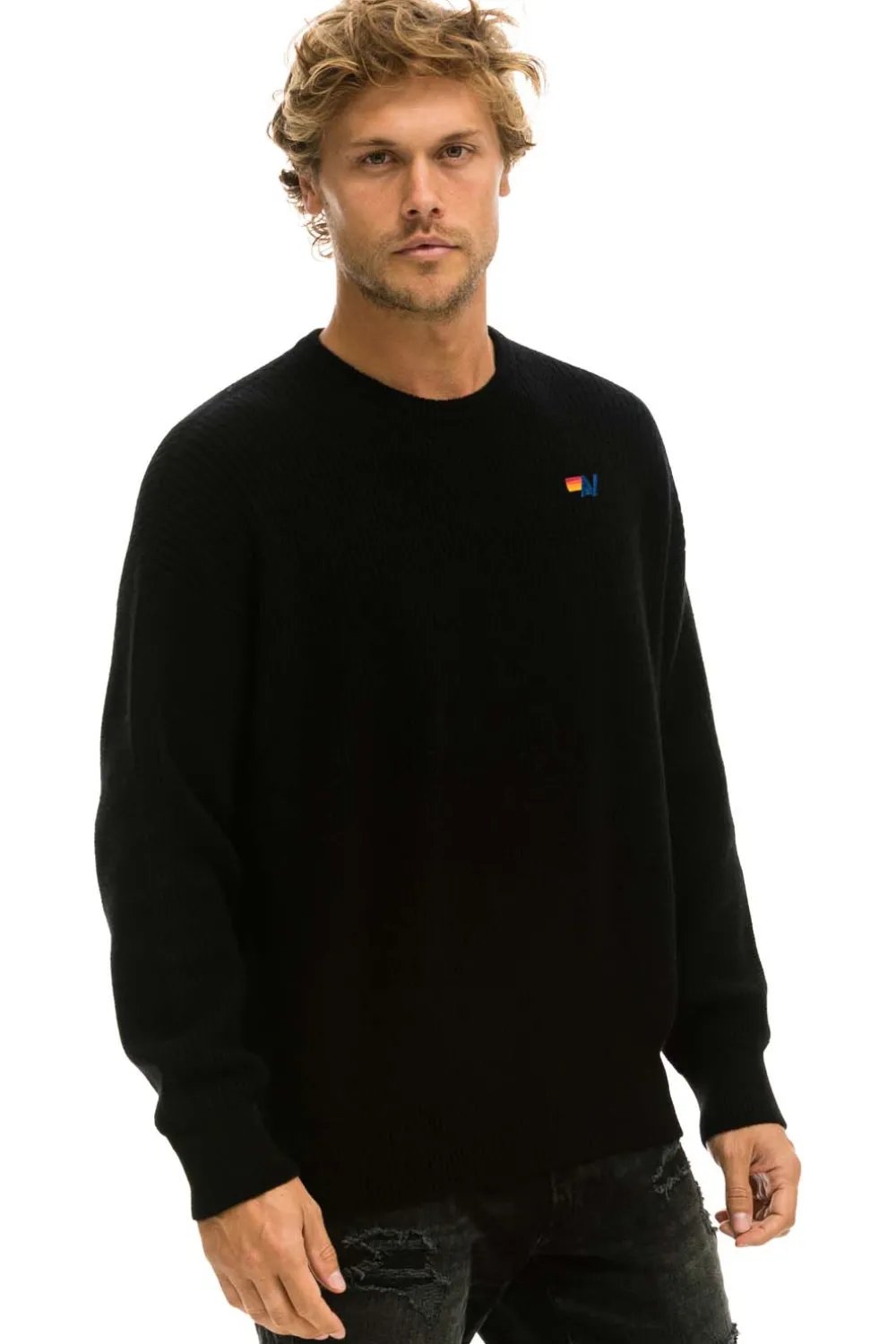 Sweatshirts | Aviator Nation VINTAGE CABIN UNISEX CASHMERE SWEATER - BLACK