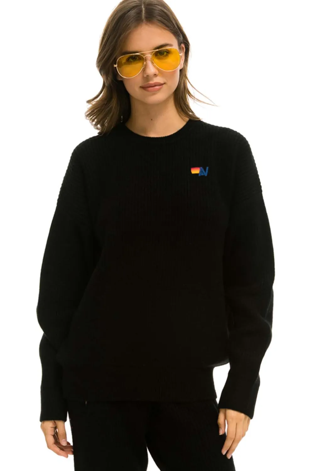 Sweatshirts | Aviator Nation VINTAGE CABIN UNISEX CASHMERE SWEATER - BLACK