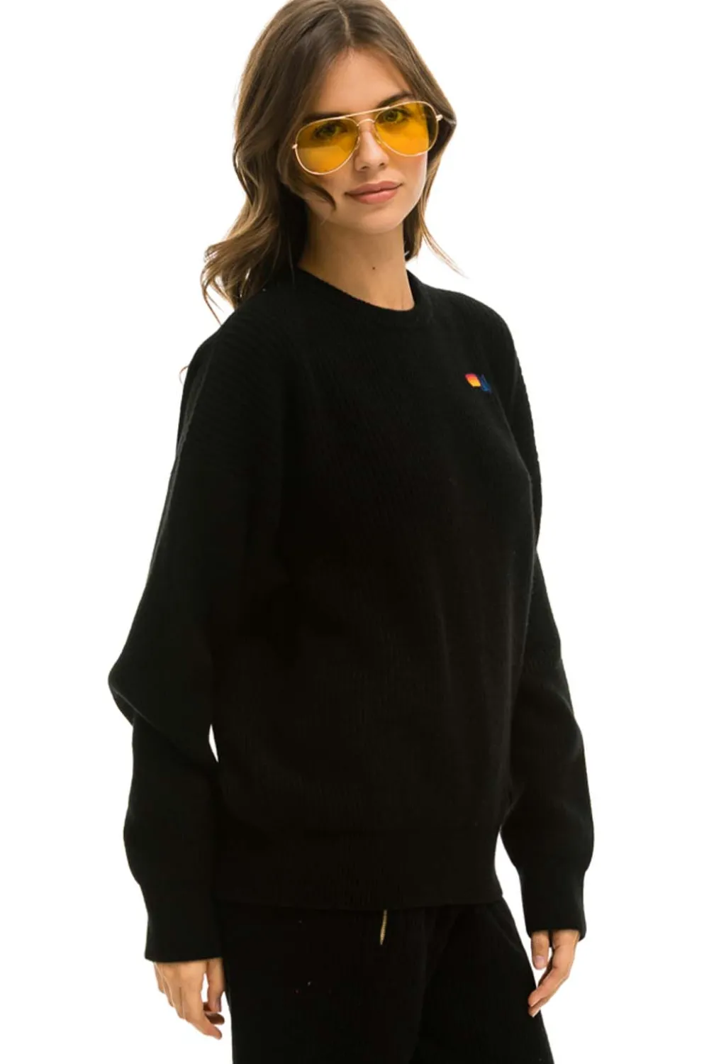 Sweatshirts | Aviator Nation VINTAGE CABIN UNISEX CASHMERE SWEATER - BLACK