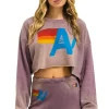 Sweatshirts | Aviator Nation VINTAGE LOGO CROPPED CREW SWEATSHIRT RELAXED - FADED MOCHA FADEDMOCHA