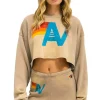 Sweatshirts | Aviator Nation VINTAGE LOGO CROPPED CREW SWEATSHIRT RELAXED - FADED TAN FADEDTAN