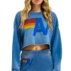 Sweatshirts | Aviator Nation VINTAGE LOGO CROPPED CREW SWEATSHIRT RELAXED - FADED WATER FADEDWATER