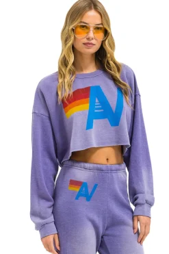 Sweatshirts | Aviator Nation VINTAGE LOGO CROPPED CREW SWEATSHIRT RELAXED - FADED GRAPE FADEDGRAPE