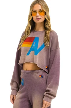 Sweatshirts | Aviator Nation VINTAGE LOGO CROPPED CREW SWEATSHIRT RELAXED - FADED MOCHA FADEDMOCHA