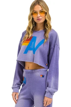 Sweatshirts | Aviator Nation VINTAGE LOGO CROPPED CREW SWEATSHIRT RELAXED - FADED GRAPE FADEDGRAPE