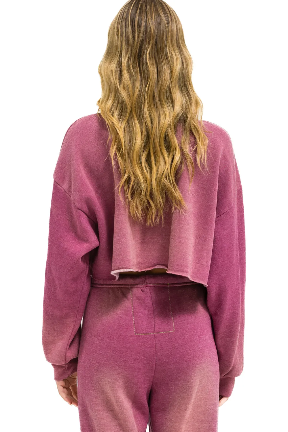 Sweatshirts | Aviator Nation VINTAGE LOGO CROPPED CREW SWEATSHIRT RELAXED - FADED BERRY FADEDBERRY