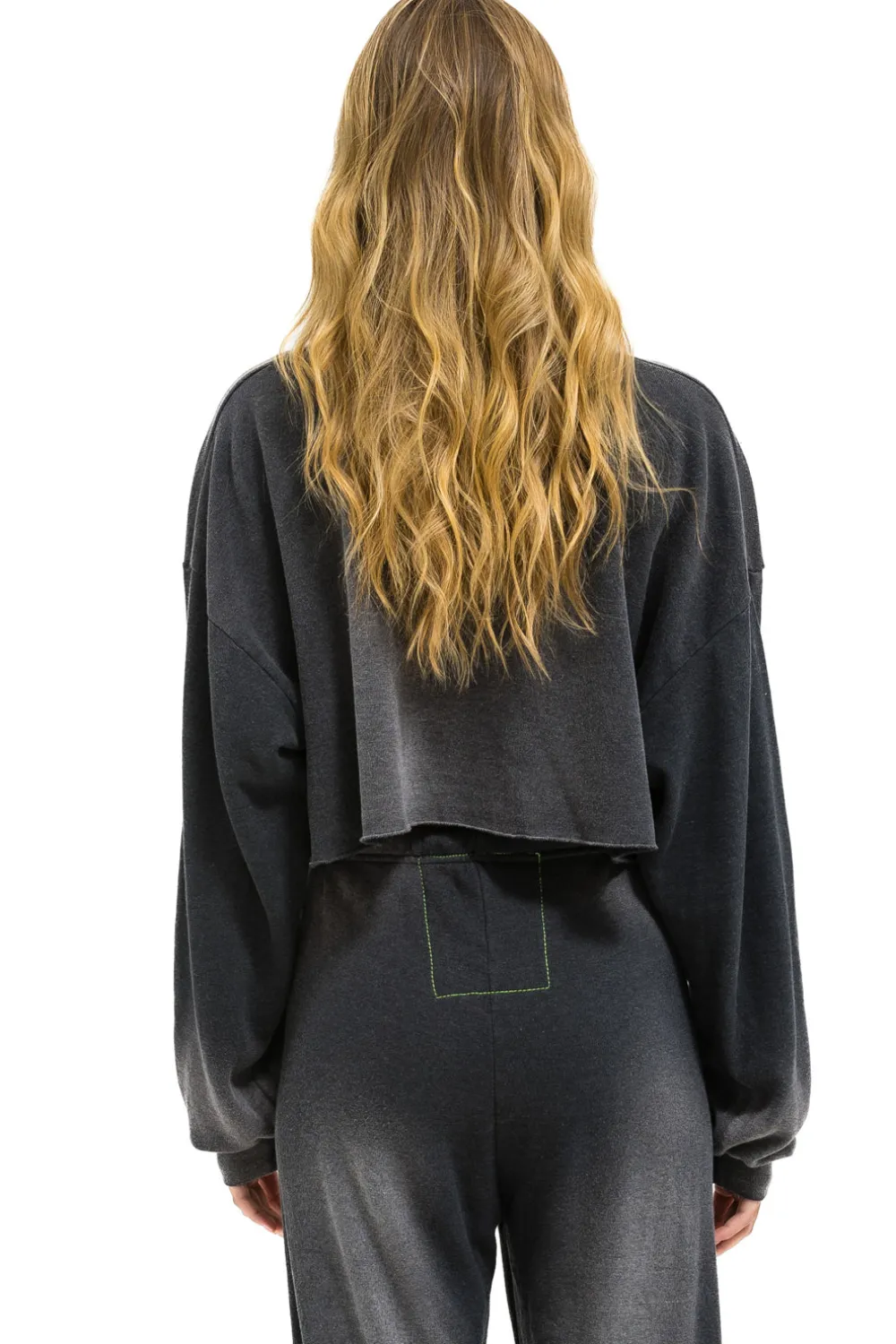 Sweatshirts | Aviator Nation VINTAGE LOGO CROPPED CREW SWEATSHIRT RELAXED - FADED SMOKE FADEDSMOKE